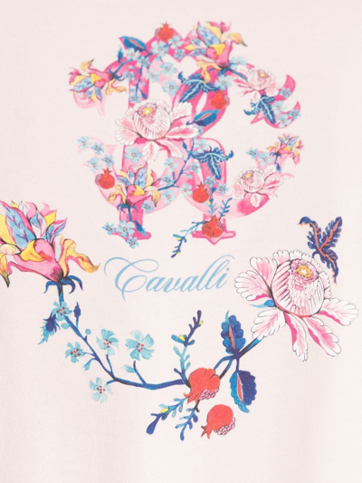 Shop Roberto Cavalli Junior Floral-print Cotton Sweatshirt In Pink
