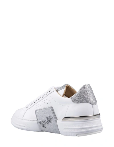 Shop Philipp Plein And Silver Phantom Kick$ Sneakers In White