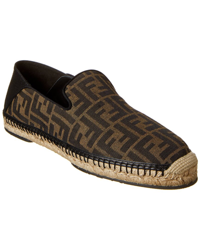 Shop Fendi Ff Leather-trim Espadrille