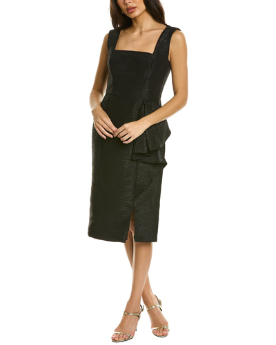Shop Kay Unger Yuri Knee Length Midi Dress In Black