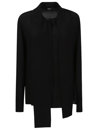 Shop Balmain Puff Sleeved Bow Detailed Blouse In Black