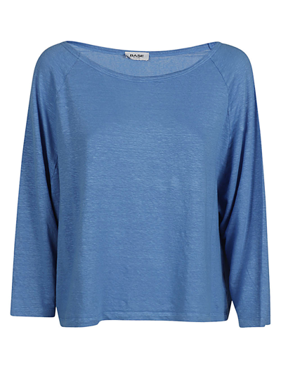 Shop Base Linen Boat-neck Sweater In Blue