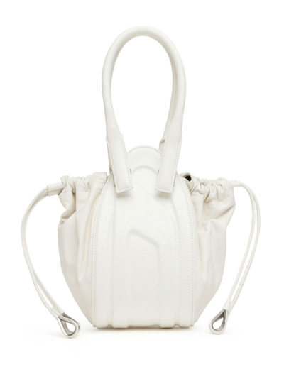 Shop Diesel White Nappa Leather Bucket Bag