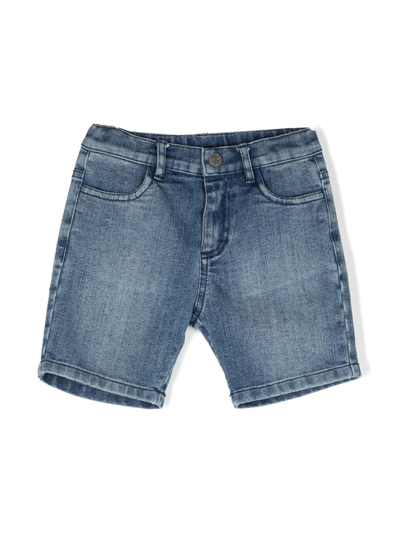 Shop Roberto Cavalli Junior Embroidered-logo Stretch Shorts In Blue