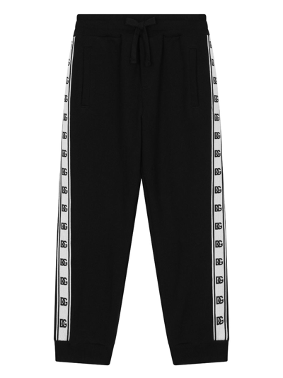 Shop Dolce & Gabbana Logo-tape Cotton Track Pants In Black