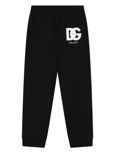 Shop Dolce & Gabbana Logo-tape Cotton Track Pants In Black