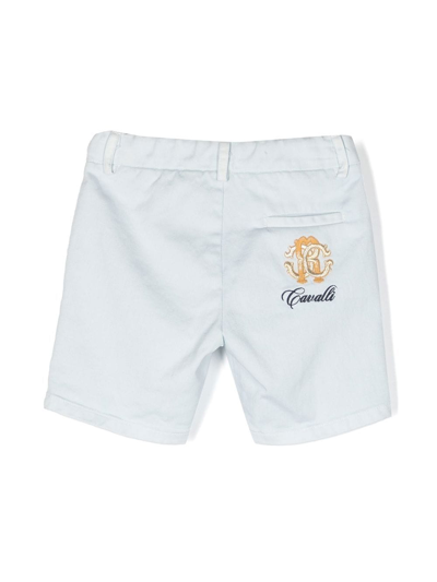 Shop Roberto Cavalli Junior Monogram-patch Cotton Shorts In 05171