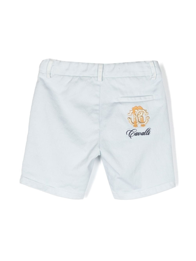Roberto Cavalli Monogram-patch Cotton Shorts In 05171