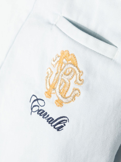 Roberto Cavalli Monogram-patch Cotton Shorts In 05171