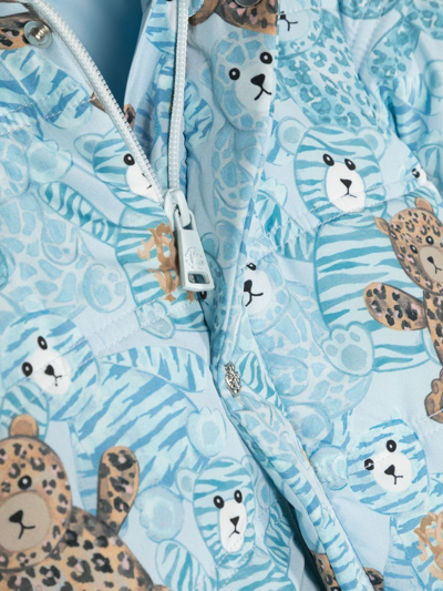 Shop Roberto Cavalli Junior Teddy Bear-print Padded Jacket In Blue