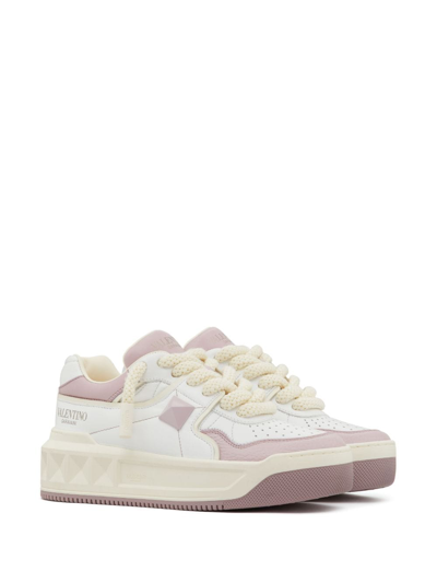 Shop Valentino One Stud Xl Leather Sneakers In White