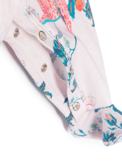 Roberto Cavalli Leopard And Floral-print Babygrow Set In Pink