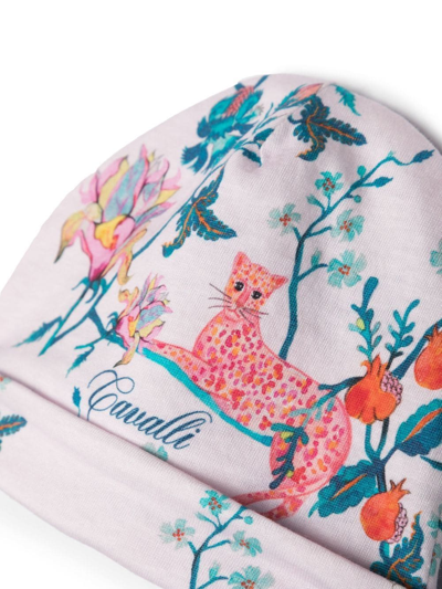Roberto Cavalli Leopard And Floral-print Babygrow Set In Pink