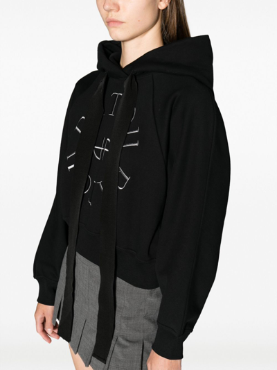 Shop Patou Logo-embroidered Cotton Hoodie In Black