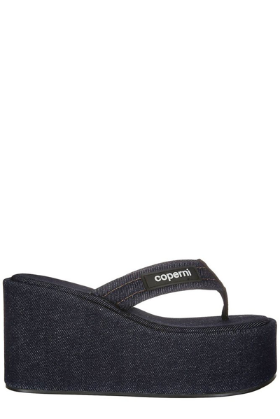 Shop Coperni Logo Patch Wedge Sandals In Black