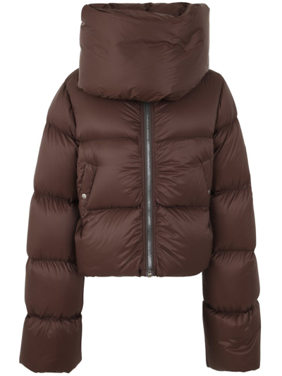 Shop Rick Owens Funnel Neck Puffer Jacket In Brown