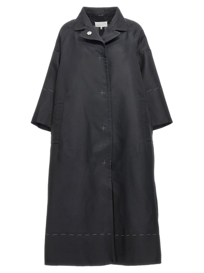 Shop Maison Margiela Contrast Stitch Coat In Black