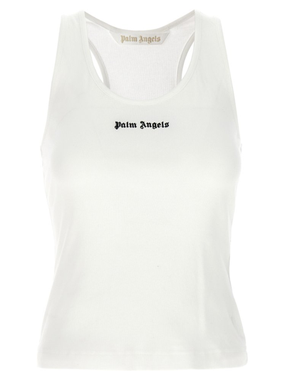 Shop Palm Angels Logo Embroidered Tank Top In White