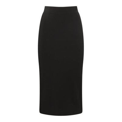 Shop Dolce & Gabbana High Waist Rear Slit Midi Skirt In Black