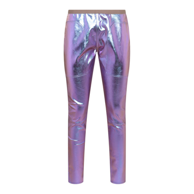Shop Rick Owens Metallic Tapered Trousers In Purple