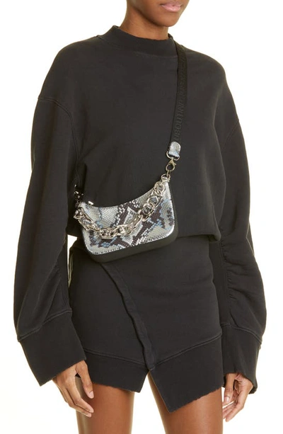 Shop Christian Louboutin Mini Loubila Snake Embossed Chain Slider Bag In 136  Black/ Black Multi