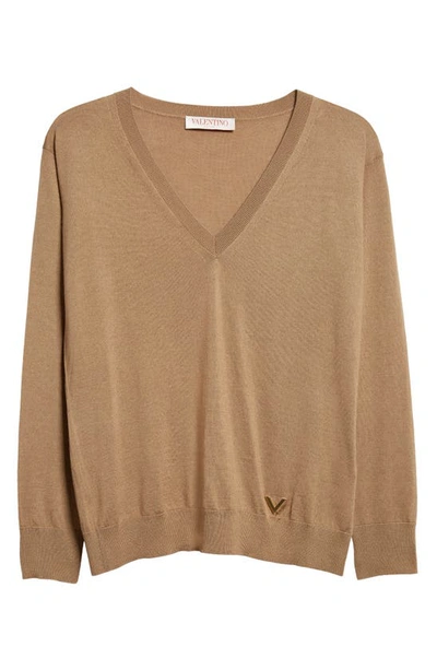Shop Valentino Cashmere & Silk Sweater In Cammello