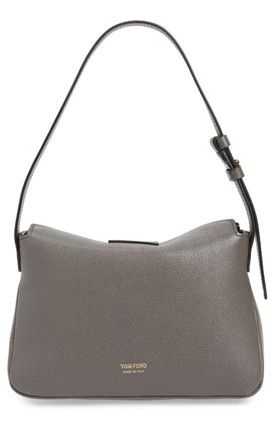 Shop Tom Ford Mini Grained Leather Hobo In 1g003 Graphite
