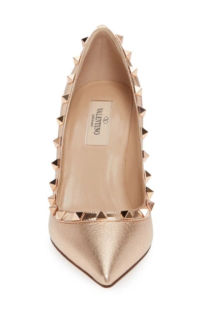 Shop Valentino Rockstud Pointy Toe Pump In Rame