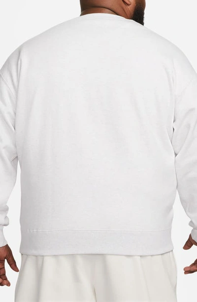 Shop Nike Solo Swoosh Oversize Crewneck Sweatshirt In Birch Heather/ White