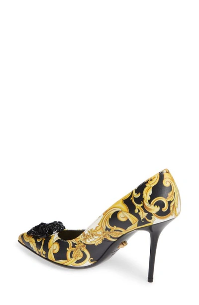 Shop Versace Palazzo Medusa Pointy Toe Pump In Gold