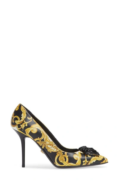 Shop Versace Palazzo Medusa Pointy Toe Pump In Gold