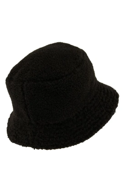 Allsaints Reversible Teddy Fleece Bucket Hat In Black White