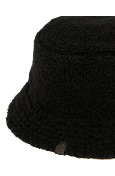 Allsaints Reversible Teddy Fleece Bucket Hat In Black White