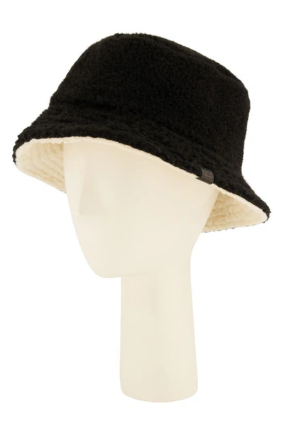 Allsaints Reversible Teddy Fleece Bucket Hat In Black White