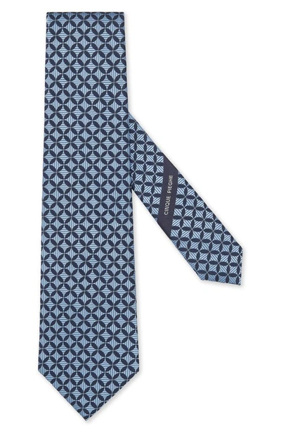 Shop Zegna Ties Geo Print Silk Tie In Blue