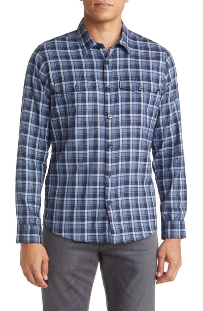 Shop Hugo Boss Boss Nathan Check Relaxed Fit Button-up Shirt In Dark Blue