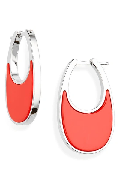Shop Coperni Swipe Medium Lacquered Enamel Earrings In Red