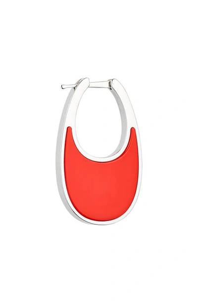 Shop Coperni Swipe Medium Lacquered Enamel Earrings In Red