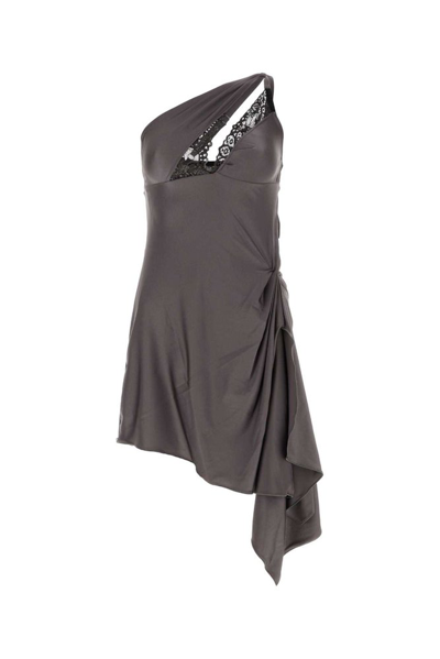Shop Coperni Asymmetric Mini Dress In Grey