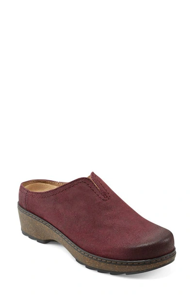 Earth Women's Kolia Round Toe Slip-on Casual Heeled Mules Dark Red In Baccanera