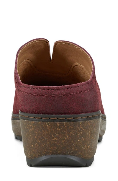 Earth Women's Kolia Round Toe Slip-on Casual Heeled Mules Dark Red In Baccanera