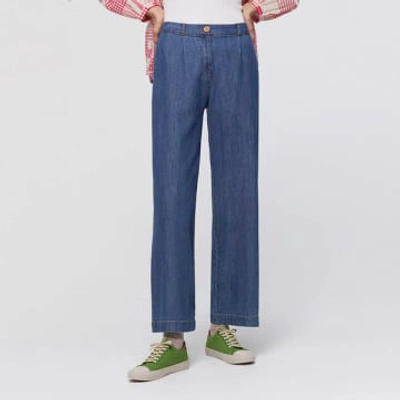 Shop Nice Things Denim Full-length Trousers In Blue