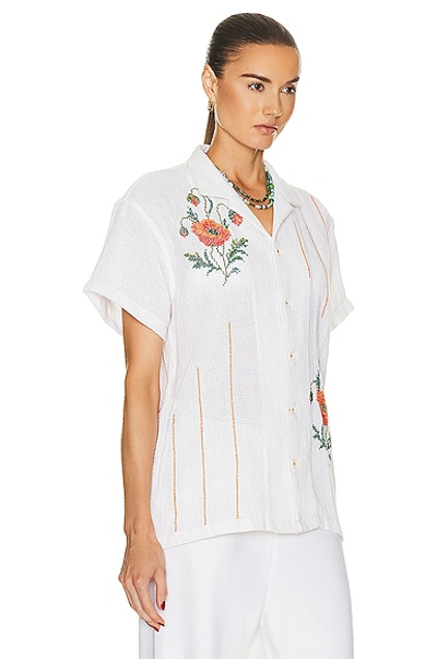 Shop Harago Cross Stitch Embroidered Shirt In Off White