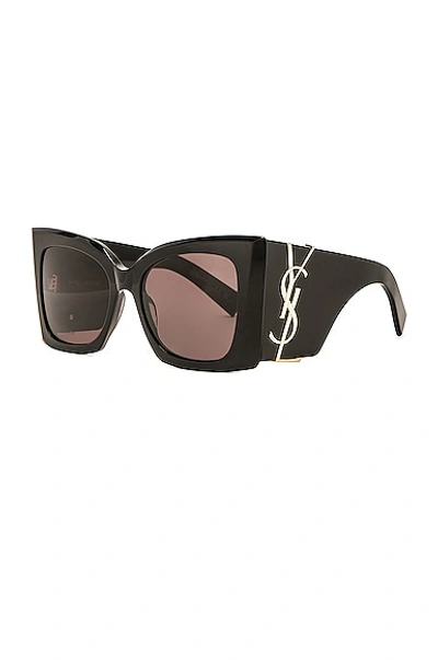 Shop Saint Laurent Sl M119 Blaze Sunglasses In Black