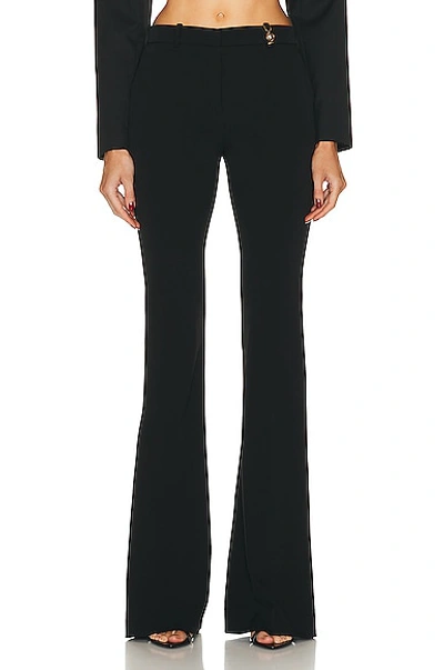 Versace Black Flared Tailored Low Waisted Pants In Stretch Wool Woman In Black