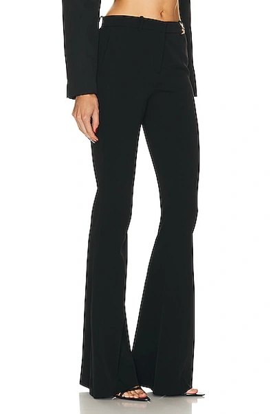 Versace Black Flared Tailored Low Waisted Pants In Stretch Wool Woman In Black
