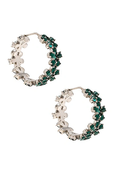Shop Amina Muaddi Lily Hoop Earrings In Emerald