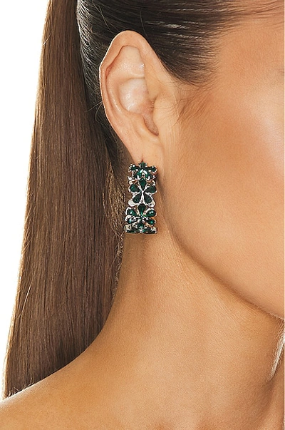 Shop Amina Muaddi Lily Hoop Earrings In Emerald