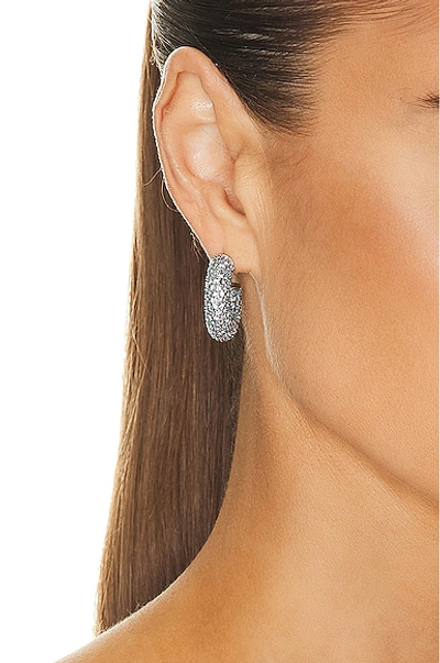 Shop Amina Muaddi Cameron Hoop Small Earrings In Aquamarine