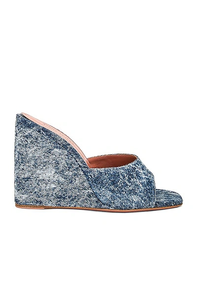 Shop Amina Muaddi Lupita Denim Wedge In Acid